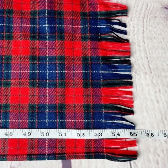 Vintage 1960’s Pendleton Wool Scarf Tartan Plaid Red Blue Green - Picture 6 of 10